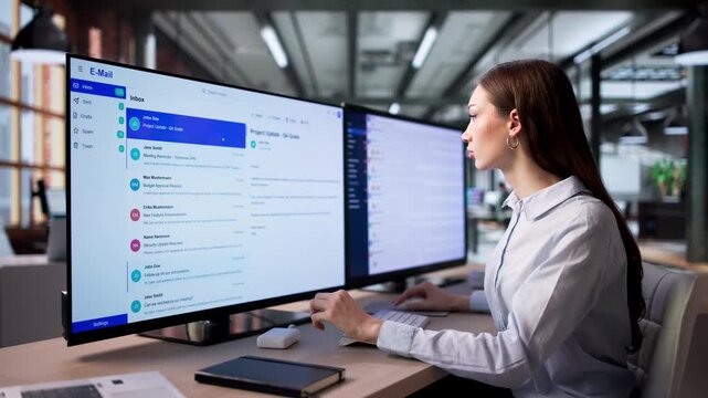 Business Manager Confidently Reviewing Client Emails