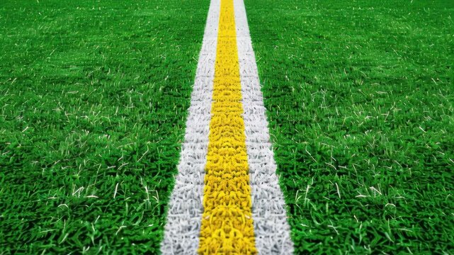 Green Field with Yellow Stripe: A vibrant, close-up view of a lush green field is bisected by a bright yellow stripe, creating a visually striking composition.