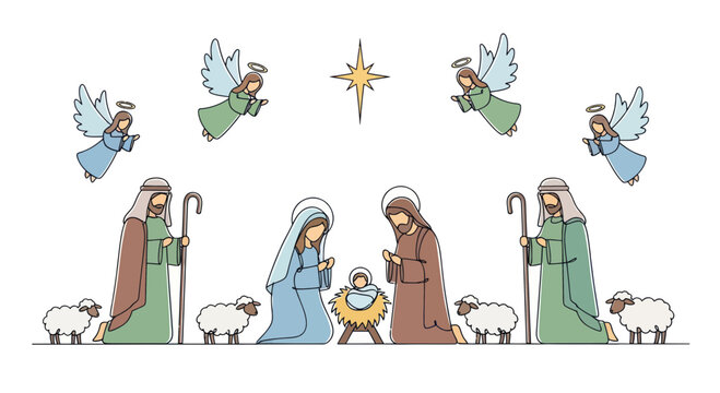 Nativity Scene with Holy Family.