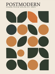 Fototapeta premium Abstract geometric shapes in bold postmodern graphic style on a light background, conveying modern design and artistic creative concept. Hand-drawn vector illustration