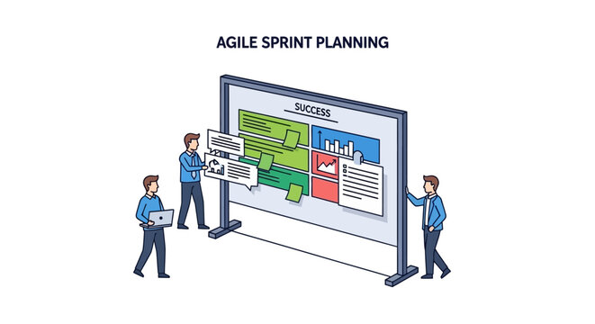 Agile Sprint Planning Vector Illustration Team Collaboration for Project Success