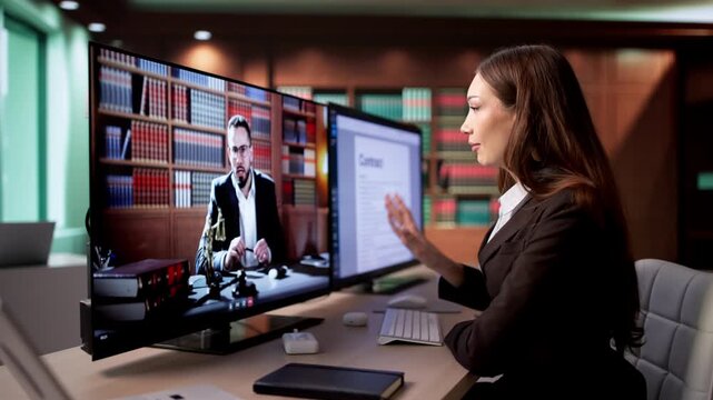 Lawyer Talking To Colleague Video Video Conference Call