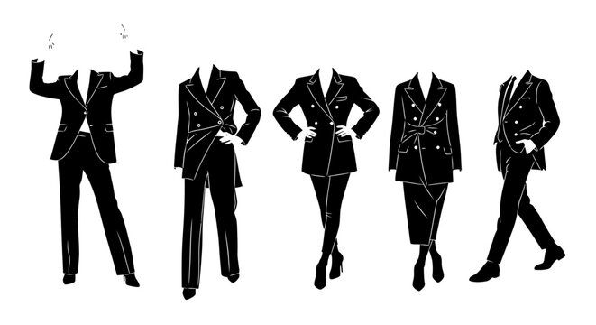 Set of faceless business women in suits, elegant professional poses