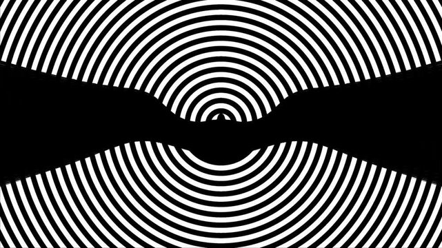 Black and white radial stripe ripple op art loop background
