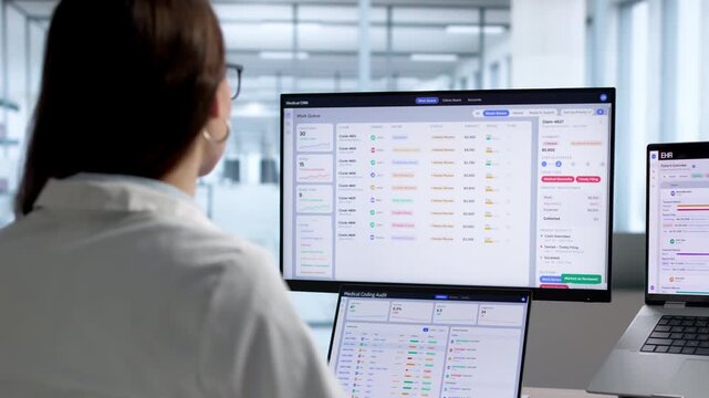 Healthcare Manager Working On Laptop