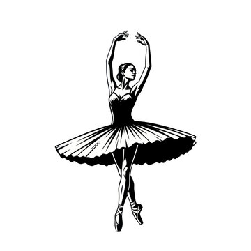 Elegant Ballerina Dancing in Tutu Silhouette