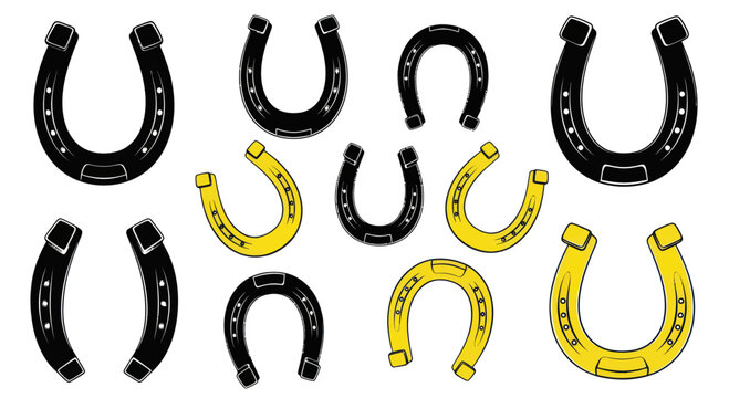 Lucky Horseshoe Collection: Black and Gold Symbols of Good Fortune