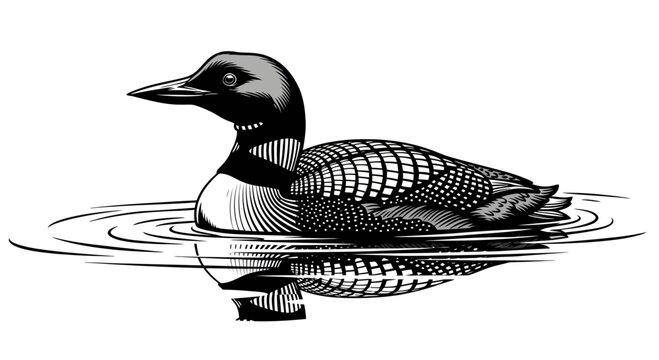 Loon Bird Illustration in Water