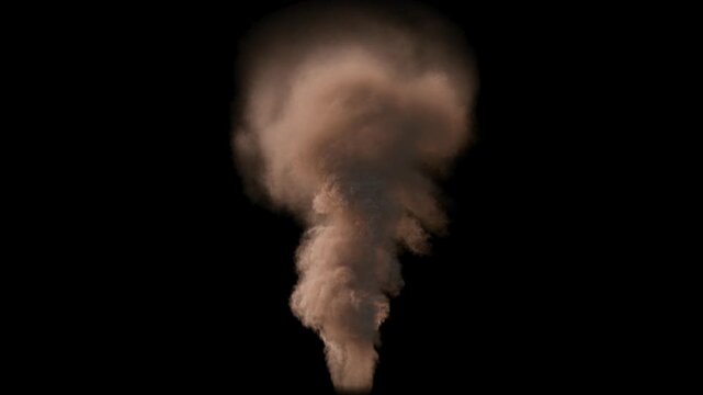 Sand Tornado isolated on black with Alpha Channel, Seamless Loop, 25 FPS.