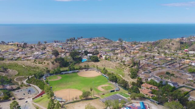 Pacific Palisades Lateral Aerial View of Coastal Homes and Pacific Ocean 01