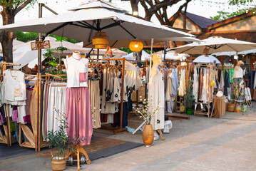 Jing Jai market, walking street market for selling general merchandise, food, clothes and more are a favorite among tourists at Chiang Mai province, Thailand. © nopporn