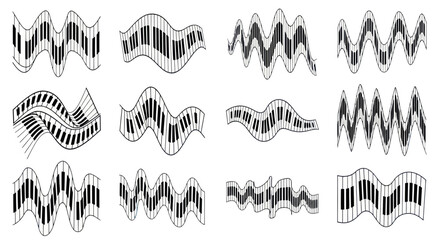 Abstract Piano Keyboard Waves - Musical Sound Wave Patterns © Hilda
