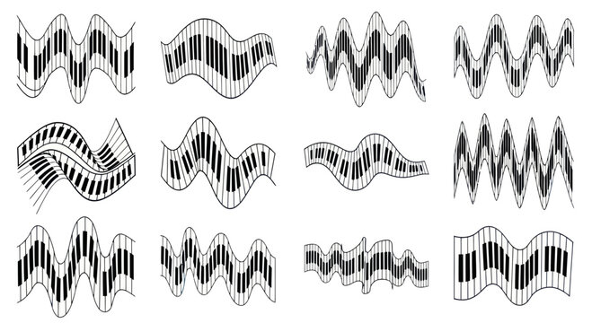 Abstract Piano Keyboard Waves - Musical Sound Wave Patterns