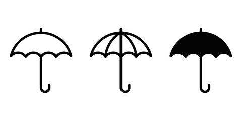 Umbrella icon set. Simple flat vector icon for rain and weather protection. Vector illustration. © Selter