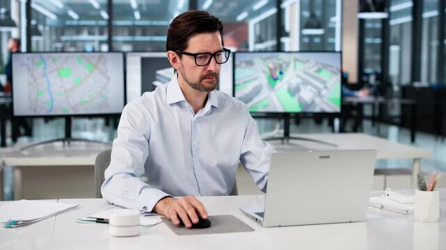 Engineer Using BIM And GIS Software