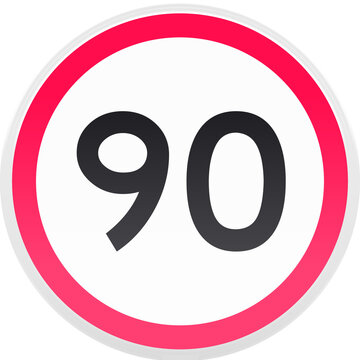 90 km/h Speed Limit Road Sign - Flat Design Icon