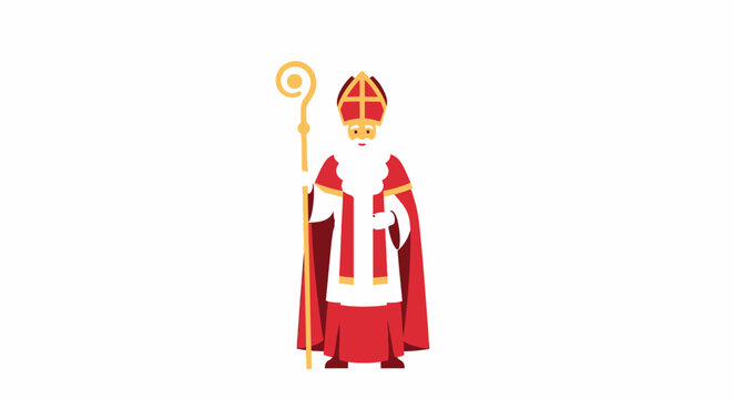 Saint Nicholas Christmas Figure with Staff
