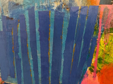 Aqua Cobalt Abstract Mixed Media Painting Detail Texture Background