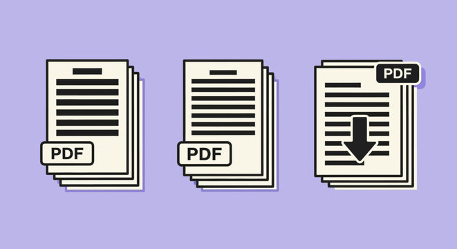 Digital PDF Document Collection and Download Icons Illustrating File Management, Storage, and Seamless Access