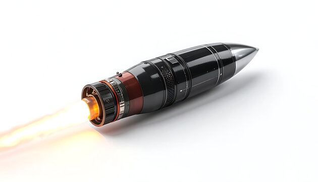 Detailed pixel art rocket blasting off with fiery exhaust trail, space exploration, speed and technology concept