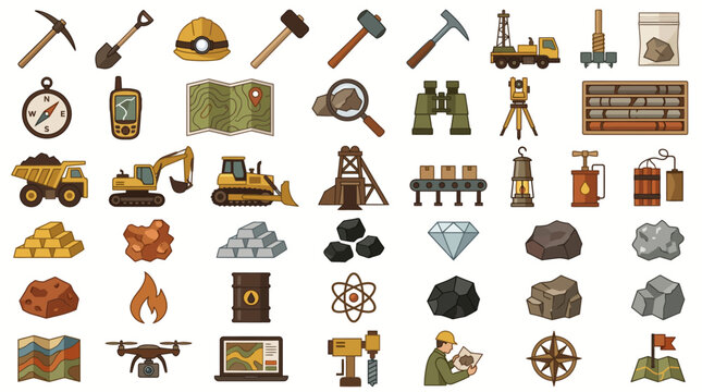 Mining Industry Icons and Symbols.