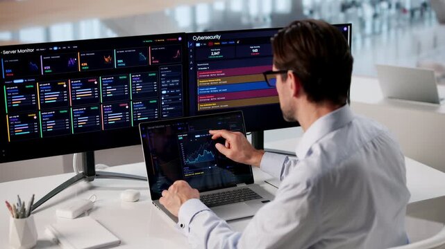 IT Engineer Carefully Monitors Network Performance Using Multiple Tools