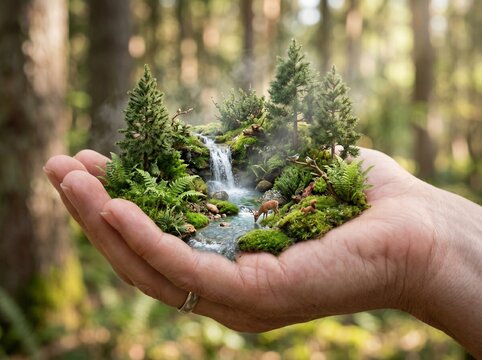 hands holding a plant