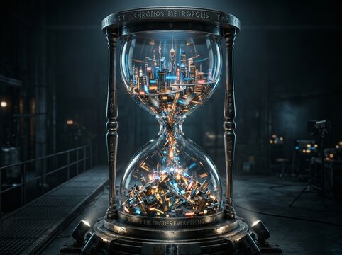 hourglass on black background