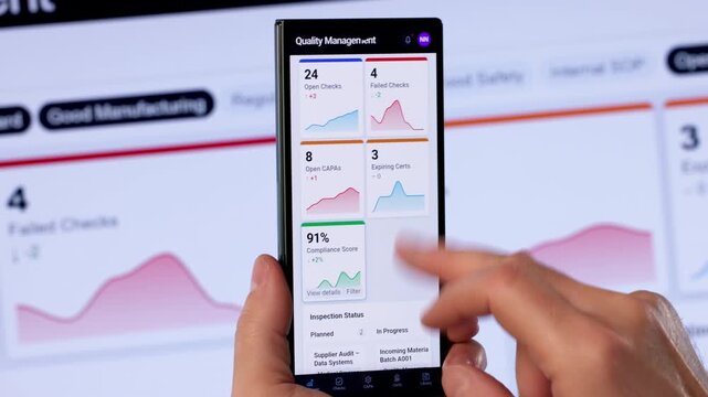 Quality Manager Reviews Corrective Actions On Smartphone