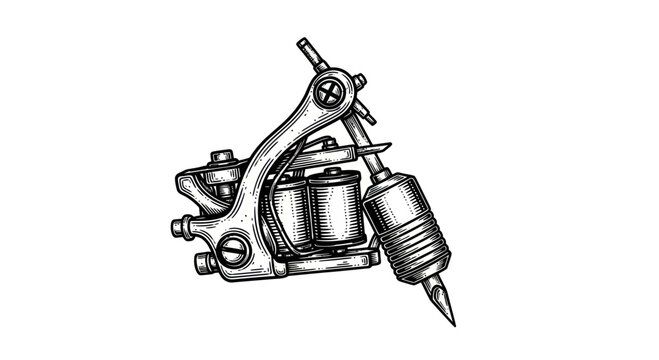 Vintage Tattoo Machine Drawing