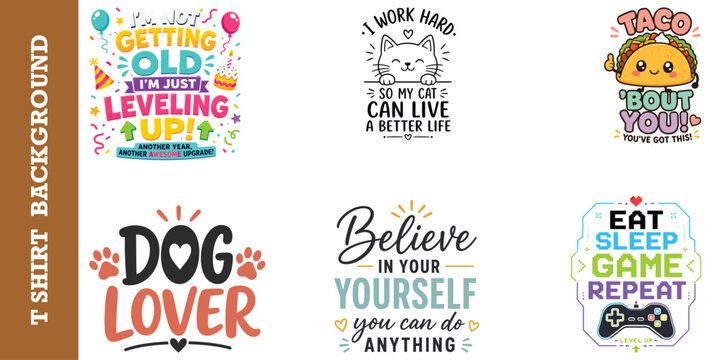 Leveling up cat lover and gaming repeat motivational typography for gamers and pet owners.