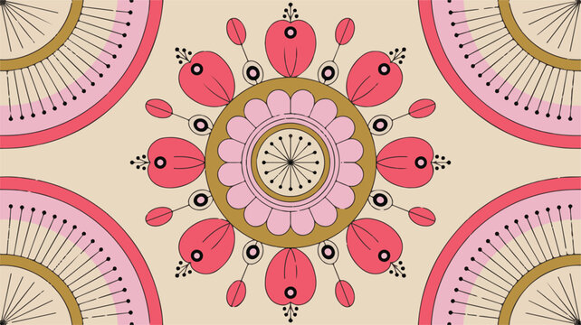 Intricate mandala-style compass rose with floral elements