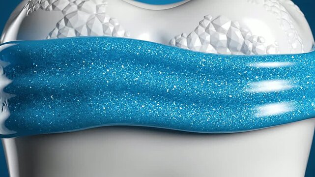 CGI Visualization of Fluoride Toothpaste Spreading Over Tooth Model Demonstrating Effective Oral Care in a Studio Environment