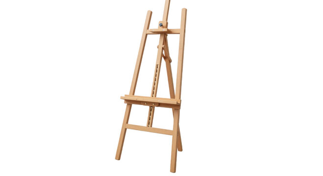 Wooden easel for painting studio equipment on transparent background high quality professional