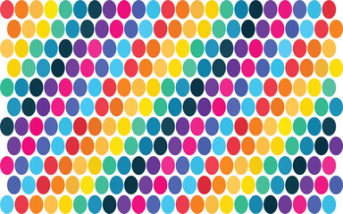 Colorful polka dot pattern with vibrant oval shapes, seamless rainbow confetti background vector, playful geometric repeat for textile and gift wrap © Kirationz 