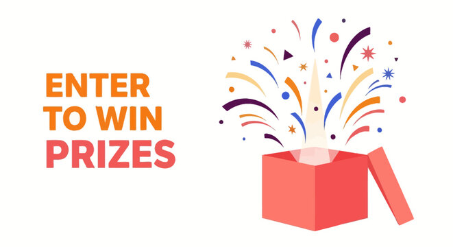 Enter to Win Prizes with a Surprise Gift Box Exploding with Colorful Fireworks and Confetti - Exciting Opportunity