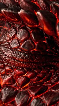 Close view of a dragon's eye with bright orange colors and fiery details captured in a fantasy setting
