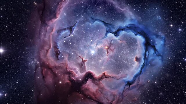 Deep Space Nebula Zooming Animation with Stars and Galaxies, Cosmic Background