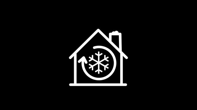 Car Freezer Control Icon or Cooling System Symbol animation. Snowflake inside circular arrows with a thermometer, vehicle air conditioning, temperature regulation