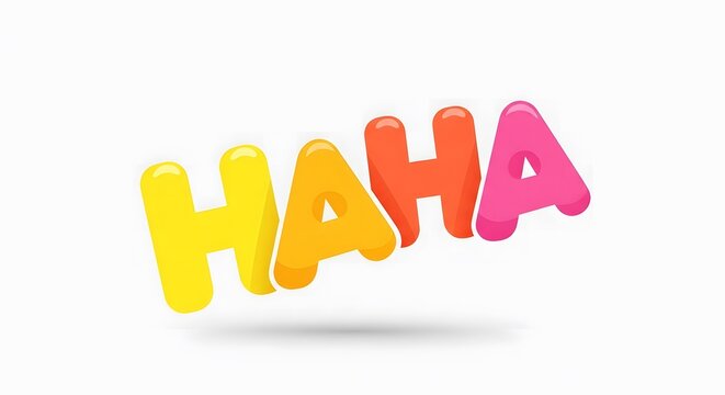 Playful Haha Text with Colorful 3D Bubble Font for Social Media