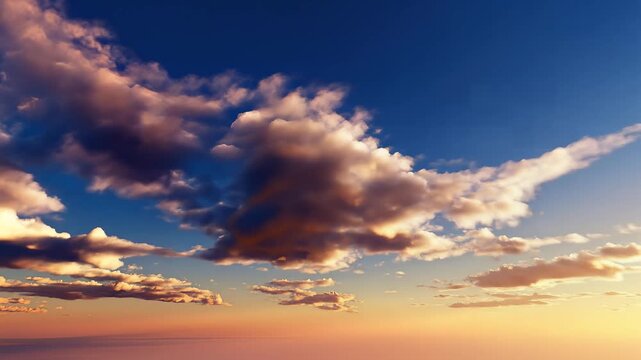 Dramatic sunset clouds moving across the sky, time lapse, wide angle shot, epic skyscape