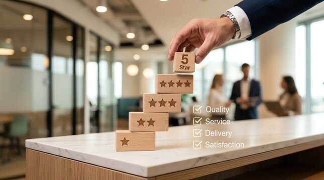 Customer satisfaction with 5-star rating and positive feedback metrics