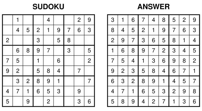 Easy Sudoku Puzzle with Solution Grid