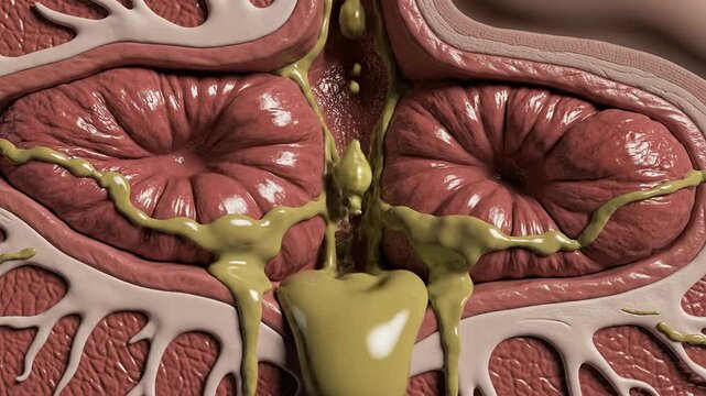 Chronic Sinus Blockage Cross Section CGI Illustration Featuring Inflamed Tissue And Excessive Mucus Buildup In Medical Visualization