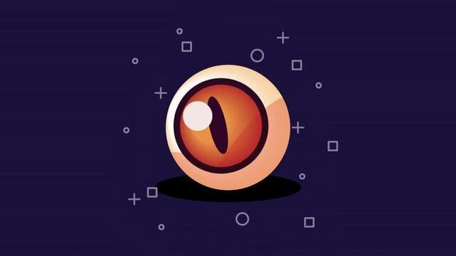 Fiery feline eye blinking animation, abstract mystical iris motion on dark background, dynamic magic element footage.