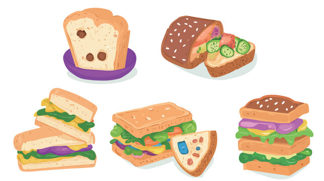 Healthy school lunch vector illustration in flat design style, balanced meal concept featuring nutritious food tray, fresh ingredients, education nutrition and modern cafeteria lifestyle scene