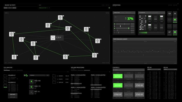 Complex dashboard interface displaying live network connectivity metrics and advanced system performance data for monitoring secure digital infrastructure and operations