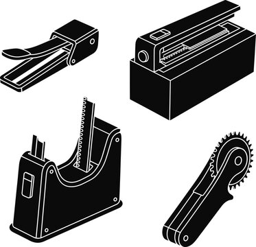 Four different types of vacuum sealer tools in black and white silhouettes
