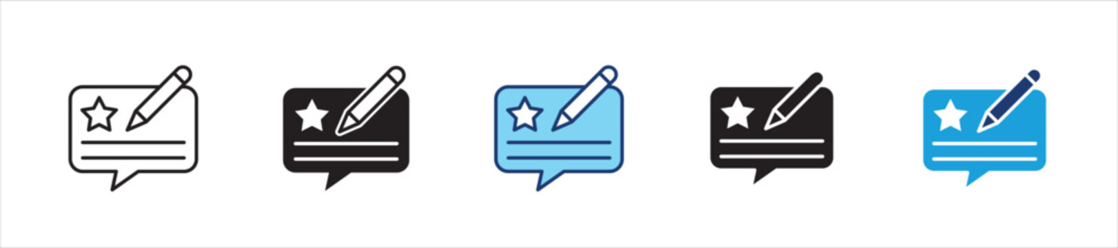 Writing feedback chat bubble icon. Icon symbol usable for: positive feedback, customer review, rating, satisfaction, testimonial, communication, user experience, service quality, approval.