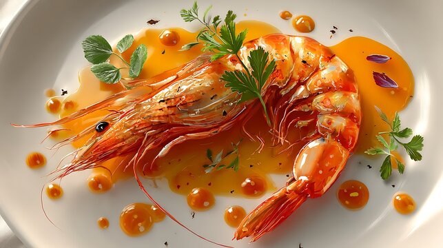 Shrimp served with a savory orange reduction sauce makes a meal.